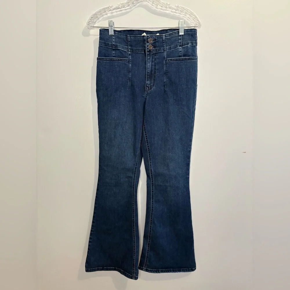 M Jeans Maurices Women's 10 High Rise Flare Dark Wash Jeans Denim No Back Pocket - Picture 6 of 14